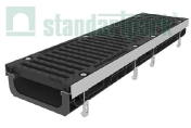 Лоток водоотводный пластиковый PolyMax DN200 H80 с Чугунной решеткой кл. E (комплект)