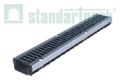 Лоток водоотводный пластиковый PolyMax Drive DN100 H71 "Паркинг" с Чугунной решеткой кл. D (комплект)