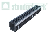 Лоток водоотводный пластиковый PolyMax Drive DN100 H171 с Чугунной решеткой кл. D (комплект)