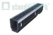 Лоток водоотводный пластиковый PolyMax Drive DN100 H216 с Чугунной решеткой кл. D (комплект)