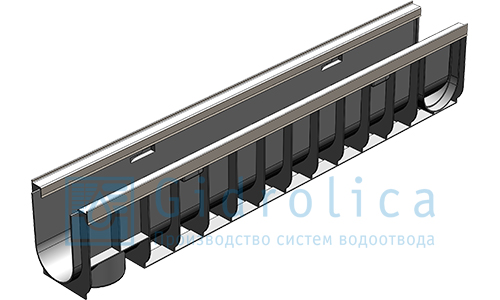 Фото Пластиковые лотки DN100 Лоток водоотводный Gidrolica Standart Plus DN100 ЛВ-10.14,5.18,5 пластиковый усиленный класс С250
