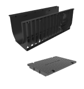 Лоток пластиковый Gidrolica Pro DN300 H380 мм с полиамидной глухой крышкой и крепежом класс C250