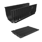 Лоток пластиковый Gidrolica Pro DN300 H380 мм с полиамидной решеткой и крепежом класс C250