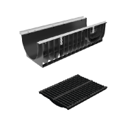 Лоток пластиковый Gidrolica Super DN300 H295 мм с щелевой чугунной решеткой класс Е600
