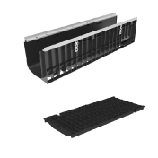 Лоток пластиковый Gidrolica Super DN200 H253 мм с щелевой чугунной решеткой класс D400