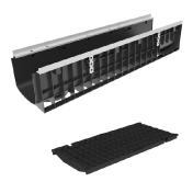 Лоток пластиковый Gidrolica Super DN200 H203 мм с щелевой чугунной решеткой класс D400