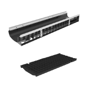 Лоток пластиковый Gidrolica Super DN200 H118 мм с щелевой чугунной решеткой класс D400