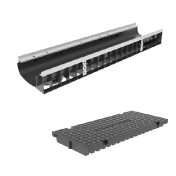 Лоток пластиковый Gidrolica Pro DN200 H118 мм с глухой полиамидной крышкой С250