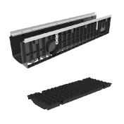 Лоток пластиковый Gidrolica Super DN150 H203 мм с щелевой чугунной решеткой класс Е600