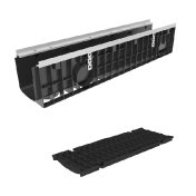 Лоток пластиковый Gidrolica Super DN150 H203 мм с щелевой чугунной решеткой класс D400