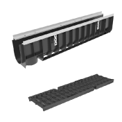 Лоток пластиковый Gidrolica Super DN100 H203 мм с щелевой чугунной решеткой класс D400