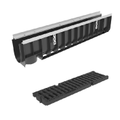 Лоток пластиковый Gidrolica Pro DN100 H203 мм с полиамидной решеткой и крепежом класс С250