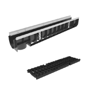 Лоток пластиковый Gidrolica Super DN100 H153 мм с щелевой чугунной решеткой класс Е600