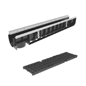 Лоток пластиковый Gidrolica Super DN100 H153 мм с щелевой чугунной решеткой класс D400